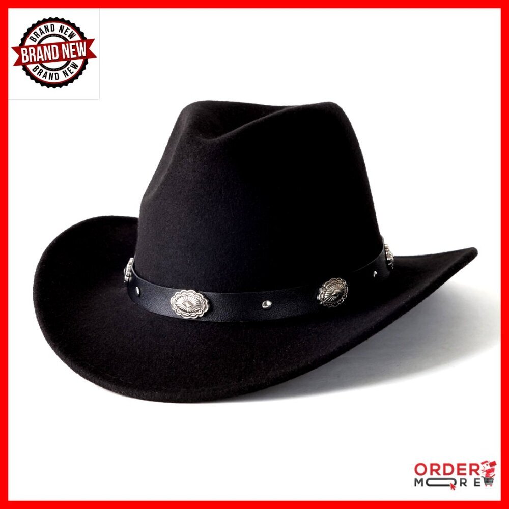 Felt Cowboy Hat Wide Brim Adjustable Western Outdoor Accessory